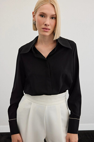 Sateen Classic Shirt with Accessories - Black