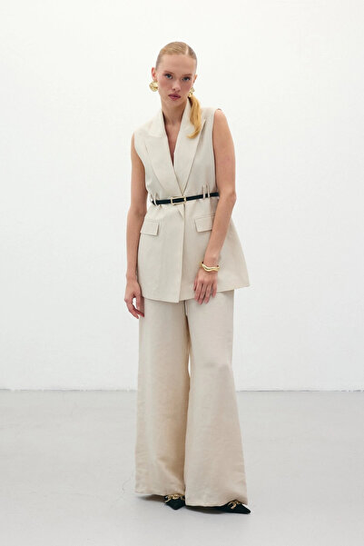 Sateen Pantaloni casual de in - Stone