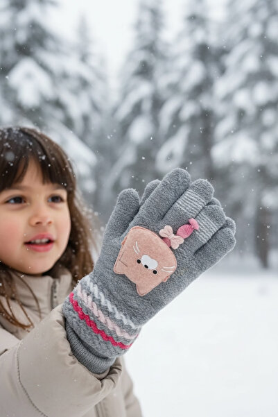 Kitti ÖRME YÜN ELDİVEN 4-8 YAŞ KIZ ÇOCUK