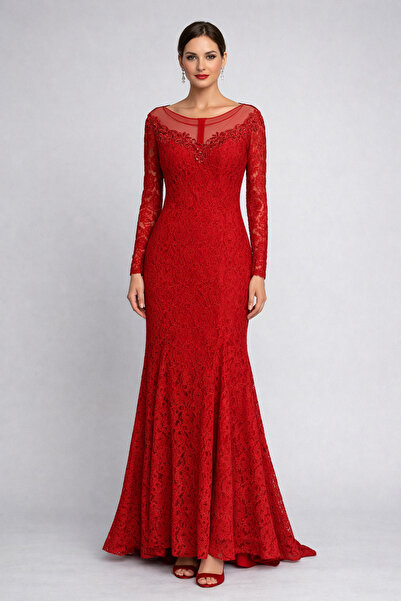 Saygın Kadın Taşlı Balık Abiye