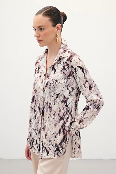 Sateen Classic Patterned Shirt - Brown