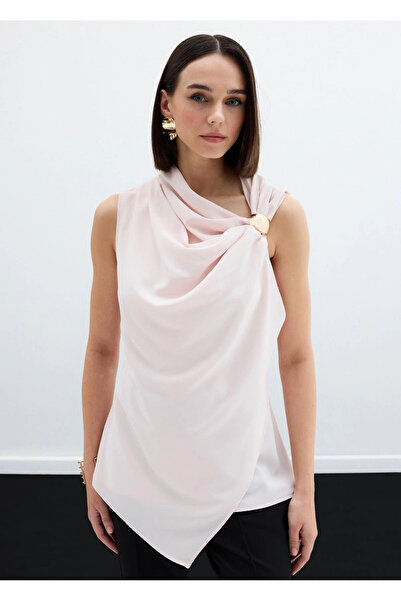 Sateen Bluză cu un singur umăr - Pudra