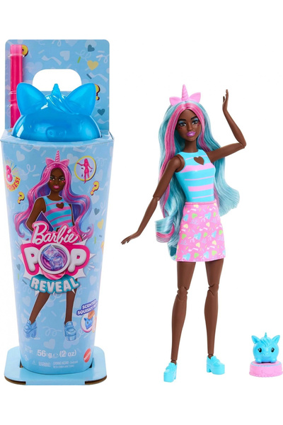 Barbie Pop Reveal™ Bebek ve aksesuar seti, kokulu ve şirin tek boynuzlu at te...