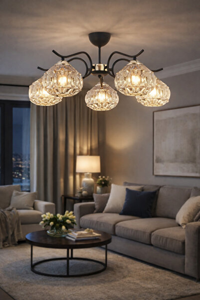 ESSLİGHT ELMAS 5’Lİ AVİZE MODERN DEKORATİF AYDINLATMA