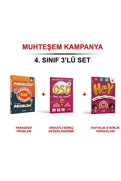 Artıbir Yayınları 4.sınıf 3'lü Muhteşem Set(4-paragraf Problem+4 DSD Deneme S...