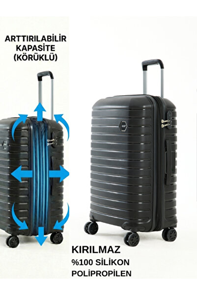 HSR Körüklü (GENİŞLEYE BİLEN) Silikon Kırılmaz (Polipropilen) ORTA BOY VALİZ