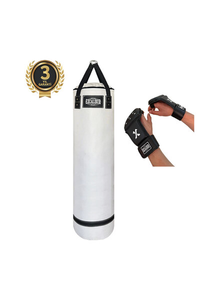 Excalibur Polystar Boks Kum Torbası 120 x 30 cm Beyaz - Eldivenli