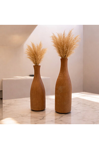 Elioure مزهرية ديكور بسيطة اناء للزهور خشبي 2 قطعة مقاس 18 سم 15 سم