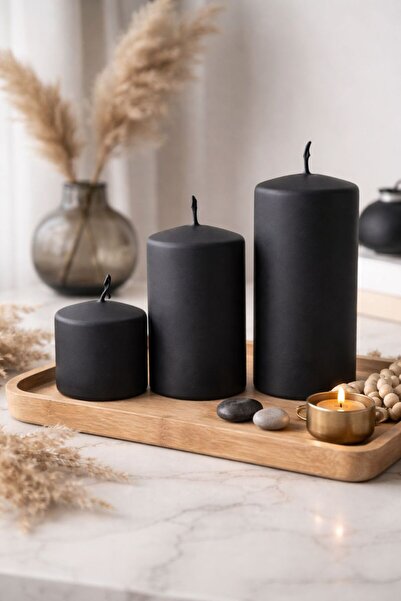 ersu store Büyük Boy Roller 3'lü Kokulu Silindir Mum Seti El Yapımı Dekoratif