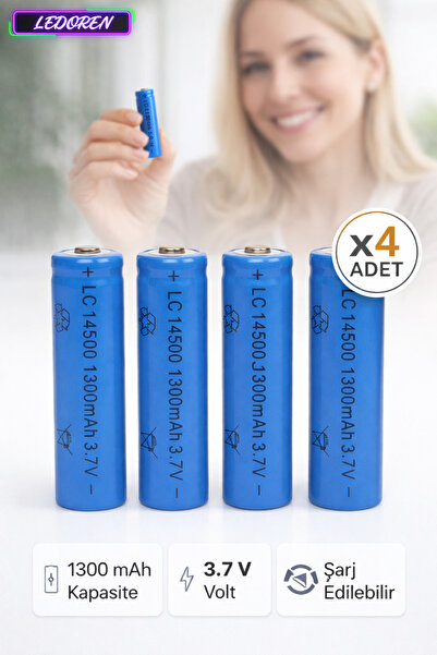 L'eDoren 1300 Mah 3.7 V Şarj Edilebilir AA Kalem Pil Lc 14500 Şarj Edilebilen...