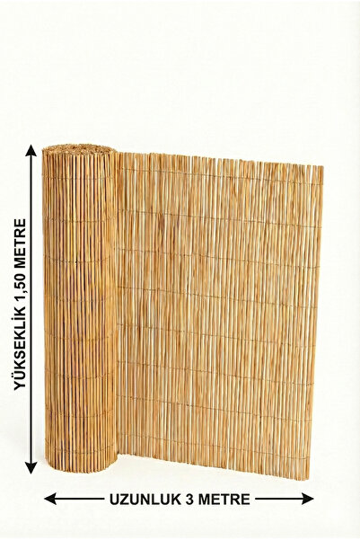 My Family Hasır Bambu Çit 1,50 x 3 Metre - Balkon Bahçe Çit Panel Dekoratif G...