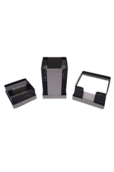 Yücetem Чорно-сірий набір з 3 предметів: пенал, прищіпка та кубик