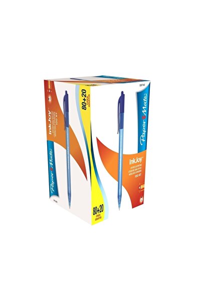 Inkjoy Papermate 100 Rt Ulv Üstten Basmalı Kalem Mavi 100 Lüs0977440 (100adet...