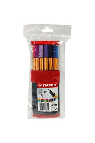 Stabilo point 88 - İnce Keçe Uçlu Kalem - 25'li Roller Set - Çeşitli Renkler