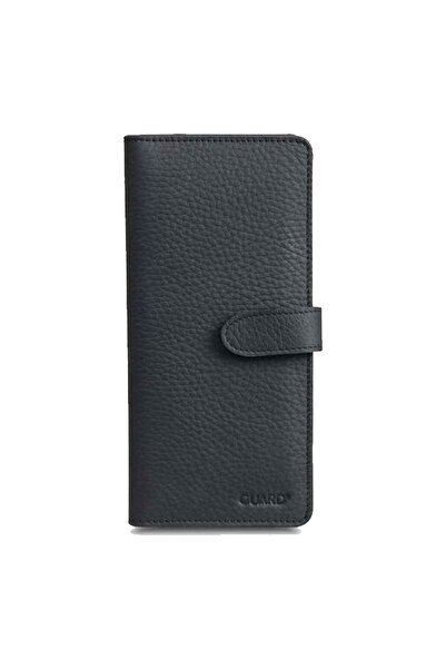 GUARD 3032 Matte Black Genuine Leather Phone Wallet with Card and Money Slot