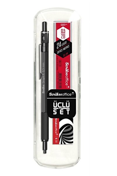 Scrikss Graph-x Metal 0.5 Mm Versatil Kalem Silgi Uç Set Mat Siyah