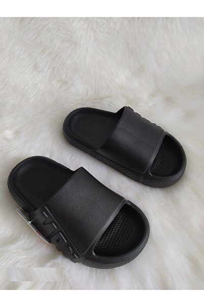 GEZER Siyah Unisex Çoçuk Plaj Havuz Deniz Günlük Terlik