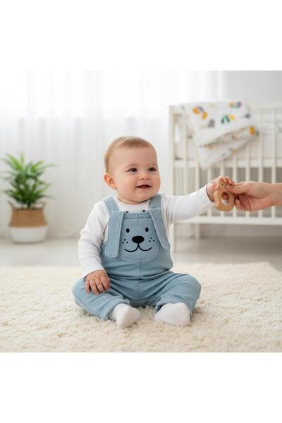 ALTINTAŞ BABY طقم سالوبت موسمي مكون من قطعتين من قماش الدنيم المحبوك ذو الجيو...