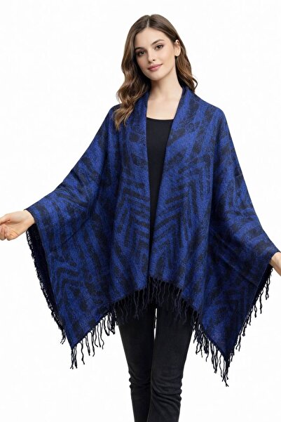 ALDAİR Women's winter double-sided poncho shoulder 140x140