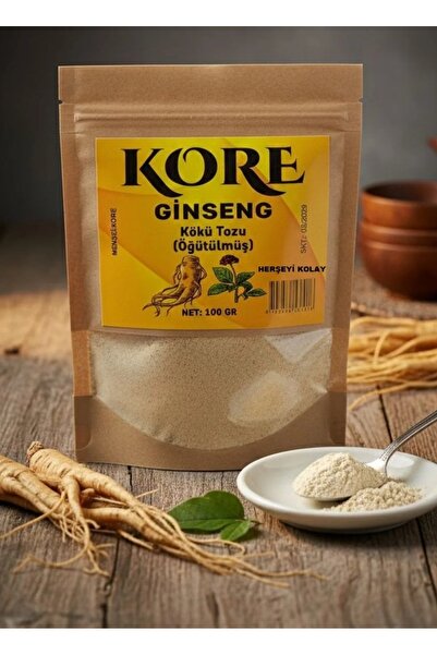Herşeyi Kolay Ginseng Kökü Tozu Öğütülmüş Kore Ginsengi 100gr Gerçek Saf Gins...
