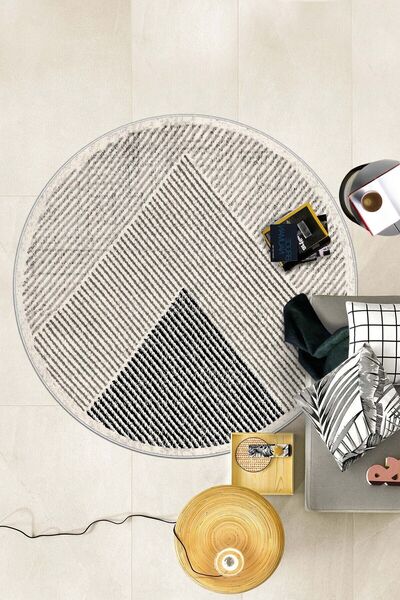 West Home Makinede Yıkanabilir Kaymaz Taban Leke Tutmaz Yuvarlak Salon Halısı Mutfak Halısı ve Yolluk