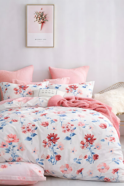 İQON طقم غطاء لحاف مطاطي مزدوج - أبيض دايسي