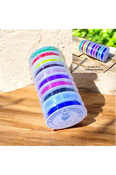 Kezban Tekstil Renkli Lastikli Misina 0.8 Mm 10 Adet Farklı Renk