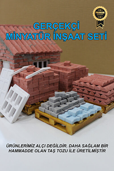 BLACKONECLASS Gerçekçi Minyatür İnşaat Seti 1/16 Ölçek -Tuğla, Kiremit, Çatı,...