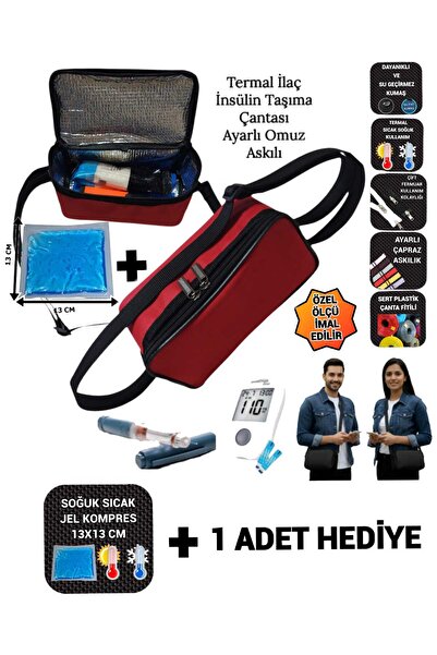 SEVBAGS İlaç İnsülin Taşıma Termal Termos Çantası Ayarlı Omuz Askılı Omuz Çan...