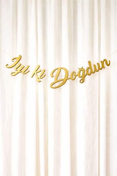 Baloncu Dede Gold İyiki Doğdun Kaligrafi Banner Doğum Günü Süs