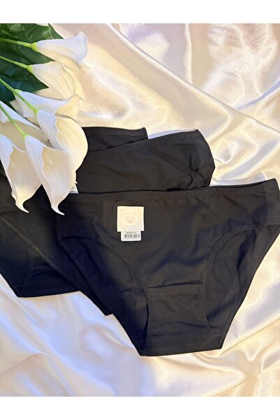 Aydoğan Kadın Pamuklu Likralı Bikini Slip Külot -3 Adet Siyah