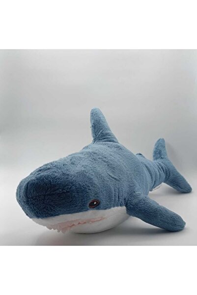 IKEA لعبة قطيفة على شكل سمكة قرش 55 سم لعبة ناعمة باللون الأزرق والأبيض