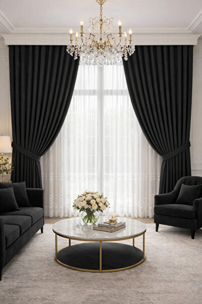 Emuz Fabric Background Black 1 / 3 Frequently Pleated (Single Wing) Panel, Ba...