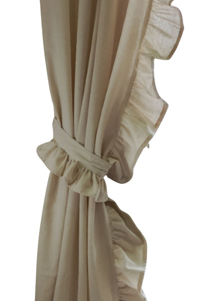 MZN Home Bej Fırfırlı Perde Bağcığı, Perde Toplama Aparatı, Perde Toplama Bağ...