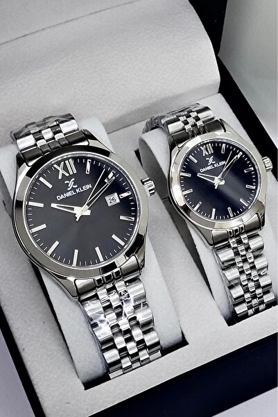 Daniel Klein Lover Couple Wristwatch with Dial Black Cord Silver Color Gift P...