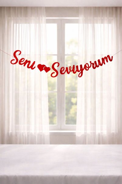 Baloncu Dede Seni Seviyorum Kırmızı Bannır Sevgililer Günü Özel Gün