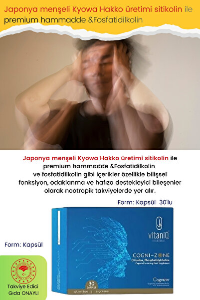 VITANIQ Yetişkinler için Cognizone Sitikolin Kapsül – Sitikolin İçeren Hafıza...