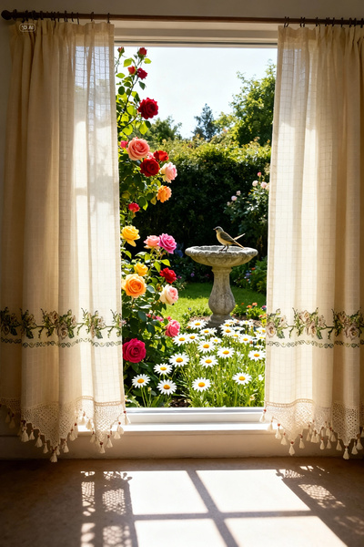 TUNCAY TEKSTİL Brown Cross-Stitch Buldan Işi Authentic Cross-Stitch Hand-Embr...