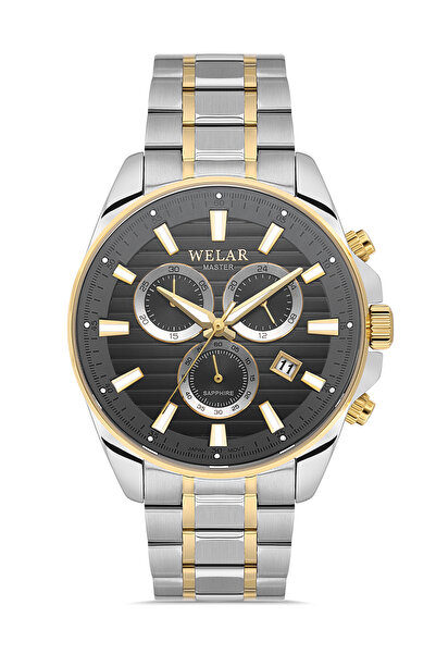 Welar Wel2517M-6 Men's Steel Sapphire Glass Calendar Wristwatch 5 Atm Water R...