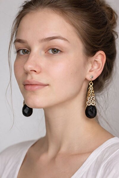 BB wikiki Authentic Natural Stone Black Drop Earrings Ottoman Jewelry