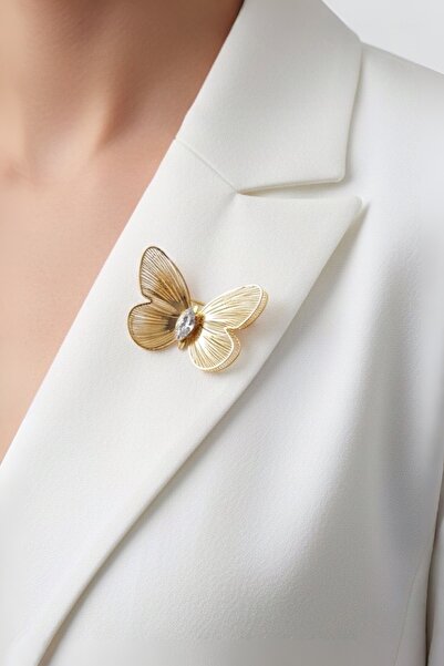 model aksesuar Kelebek Telkari Cam Taşlı Broş