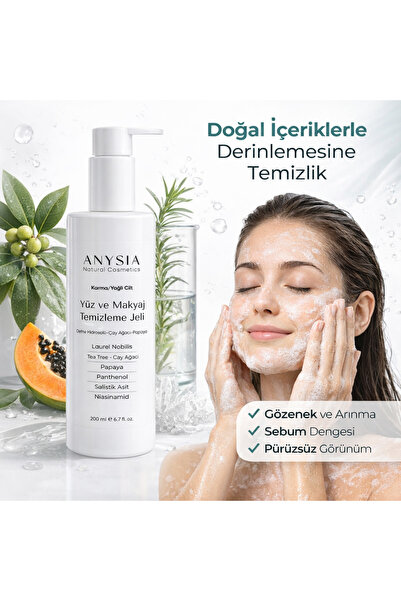 ANYSİA NATURAL Yüz ve Makyaj Temizleme Jeli