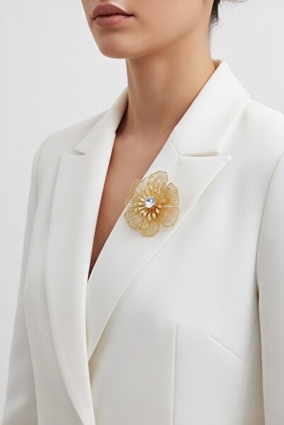 model aksesuar Telkari Çiçek Taşlı Broş