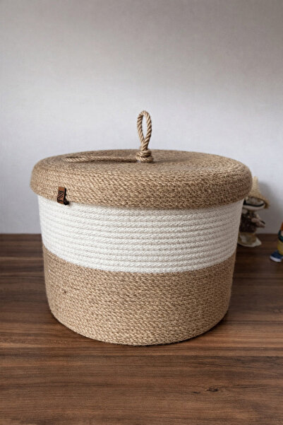 Naspar Coș cu capac, Coș multifuncțional din răchită, Organizator, Cutie de d...