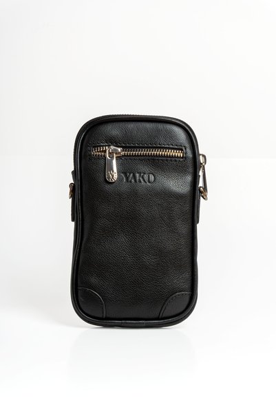 Yako Çanta Black Genuine Leather Shoulder Strap Bag with Zipper Pocket