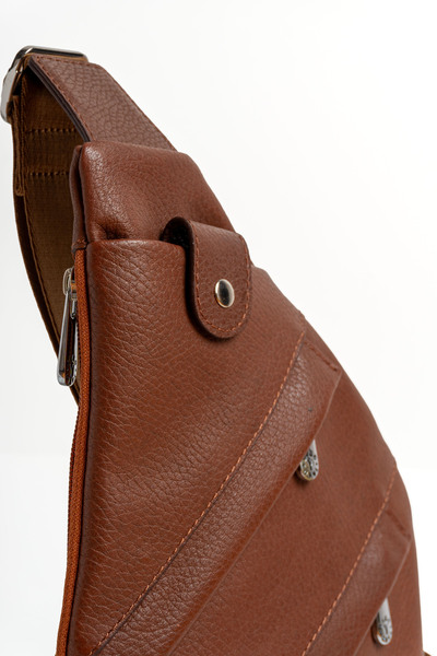Yako Çanta Tan Genuine Leather Shoulder Strap Zipper Compartment Bag Bodybag