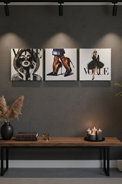 PRİNTOPİA DESİGN Fashion Icon 20x20cm Vogue Koleksiyonu Kanvas Seti – 4’lü De...