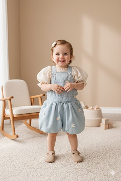 Noy Noy Yulia Pamuklu Salopet Kız Bebek Set