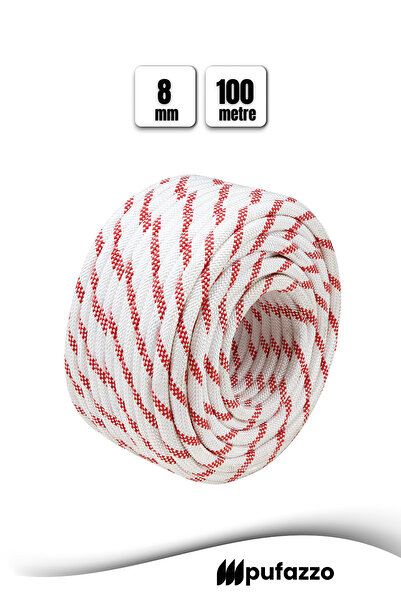 PUFAZZO İskota Halat 8mm 100m - Polyester Knitted Rope - Durable Marine, Sail...