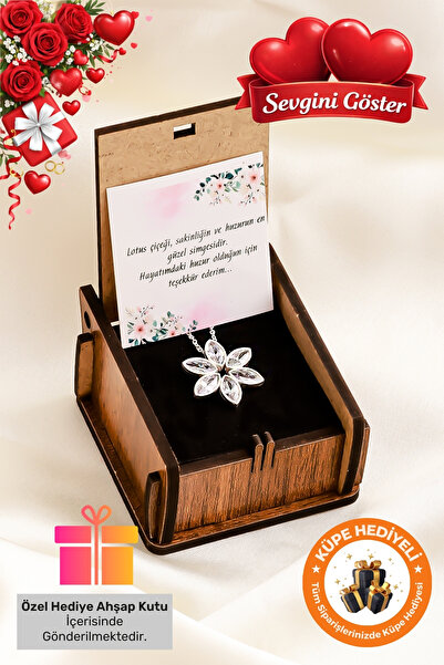 ernsilver 925 Ayar Hediye Kutulu Lotus Çiçeği Özel Tasarım Sevgililer Günü He...